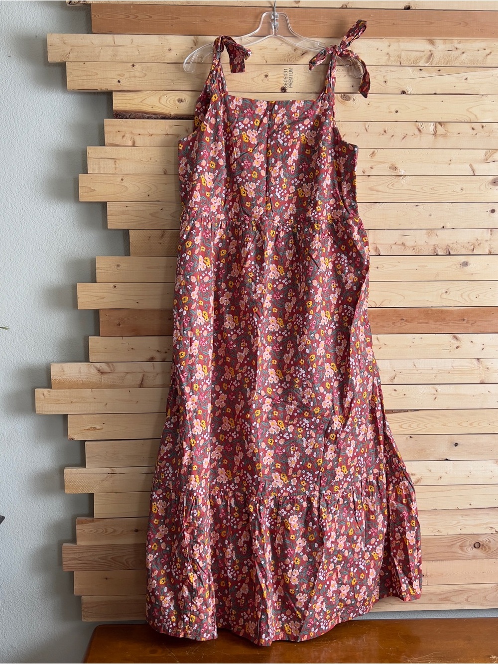 Dip Women’s Rust Orange Floral Cottagecore Tie Straps Maxi Dress Plus size 1X